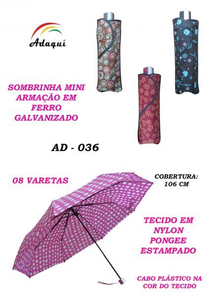 SOMBRINHA MINI ESTAMPADA ARMAÇÃO EM FERRO GALVANIZADO